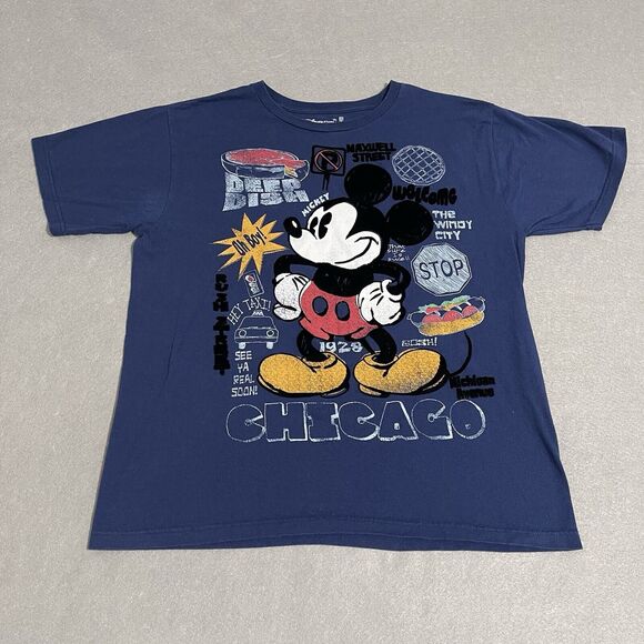 Mickey Mouse Shirt Large Disney Store Chicago Theme Deep Dish Pizza Rush Street - Picture 1 of 9